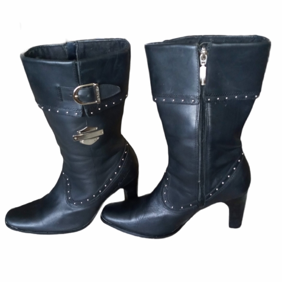 Harley Davidson calf length heeled boots - Picture 3 of 5